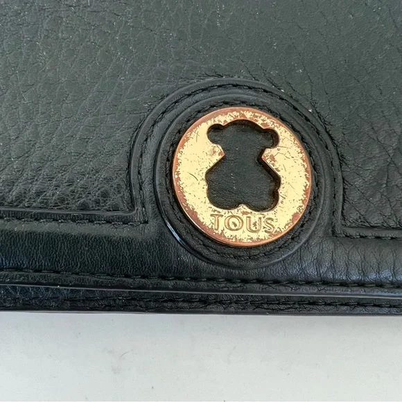 ♦️SOLD♦️TOUS Rose Collection Dark Green Pebbled Calfskin Leather Front Logo Flap - Picture 11 of 13